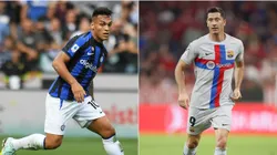 Lautaro Martinez of Inter (left) and Robert Lewandowski of Barcelona