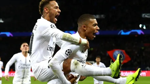 Neymar and Kylian Mbappe of PSG