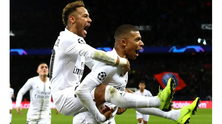 Neymar and Kylian Mbappe of PSG