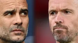 Pep Guardiola of Manchester City and Erik ten Hag of Manchester United