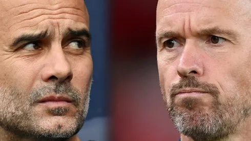 Pep Guardiola of Manchester City and Erik ten Hag of Manchester United