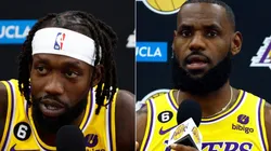 Patrick Beverley and LeBron James of the Los Angeles Lakers