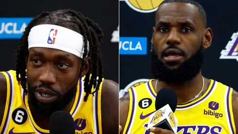 Patrick Beverley and LeBron James of the Los Angeles Lakers