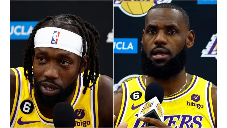Patrick Beverley and LeBron James of the Los Angeles Lakers