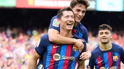 Robert Lewandowski with 'Gavi' of FC Barcelona