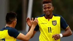 Michael Estrada of Ecuador celebrates with teammate Angel Mena
