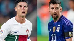 Cristiano Ronaldo of Portugal and Lionel Messi of Argentina