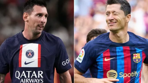 Lionel Messi of PSG and Robert Lewandowski of Barcelona