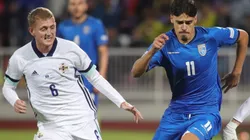 Shayne Lavery of Northern Ireland and Donat Rrudhani of Kosovo