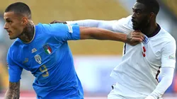 Gianluca Scamacca of Italy and Fikayo Tomori of England