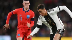 Jamal Musiala of Germany and Phil Foden of England