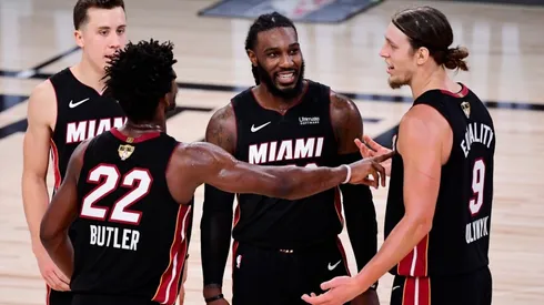 The Heat team during the 2020 Orlando bubble.