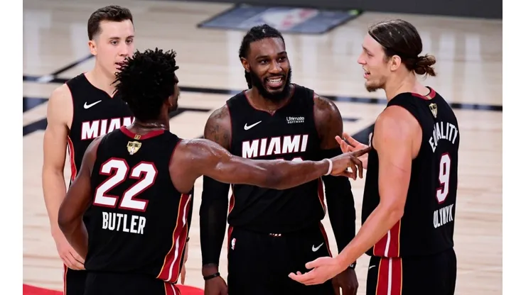 The Heat team during the 2020 Orlando bubble.