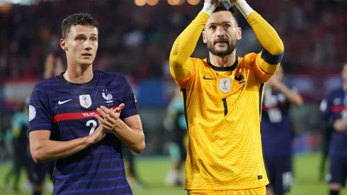 Benjamin Pavard and Hugo Lloris of France