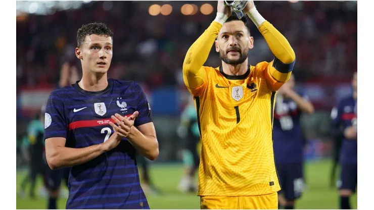 Benjamin Pavard and Hugo Lloris of France