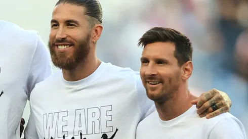 Sergio Ramos and Lionel Messi of PSG
