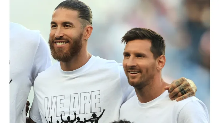 Sergio Ramos and Lionel Messi of PSG
