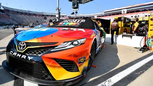 The #18 M&M's Toyota, driven by Kyle Busch