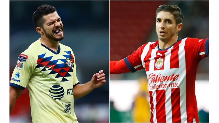 Henry Martín of America (L) and Isaac Brizuela of Chivas (R)