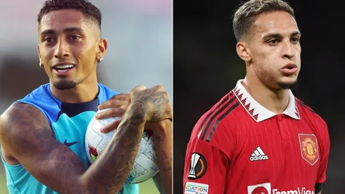 Raphinha of Barcelona and Antony of Manchester United