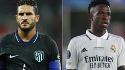 Koke of Atletico Madrid and Vinicius of Real Madrid