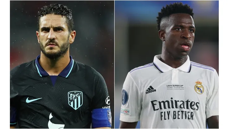Koke of Atletico Madrid and Vinicius of Real Madrid