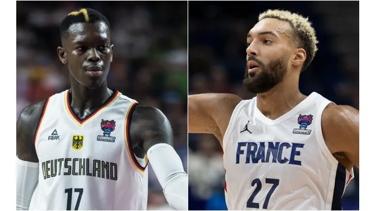 Dennis Schröder of Germany and Rudy Gobert of France