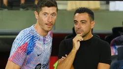 Robert Lewandowski and Xavi of Barcelona