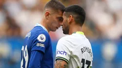 Kai Havertz clashes with Cristian Romero during Chelsea vs Tottenham game.