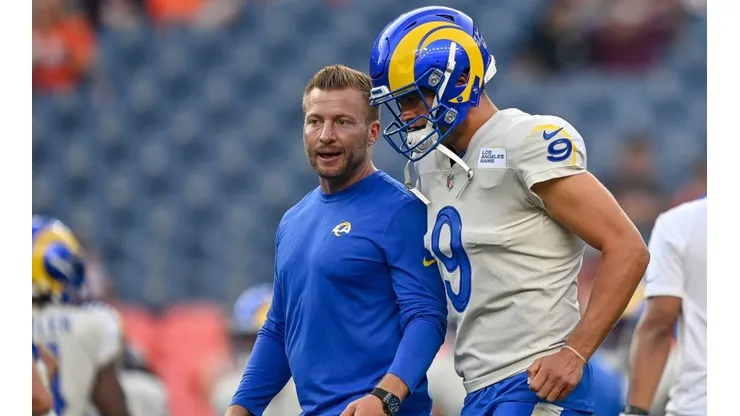 Rams head coach Sean McVay (left) and quarterback Matthew Stafford.