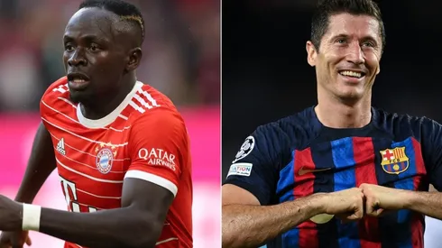 Sadio Mane of Bayern München (L) and Robert Lewandowski of FC Barcelona (R)