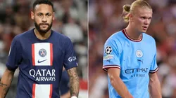 Neymar (left) and Erling Haaland.