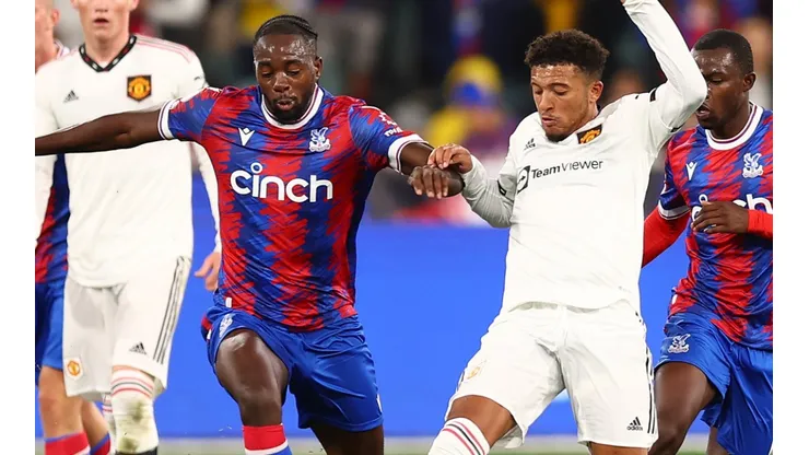 Jean-Philippe Mateta of Crystal Palaceand Jadon Sancho of Manchester United