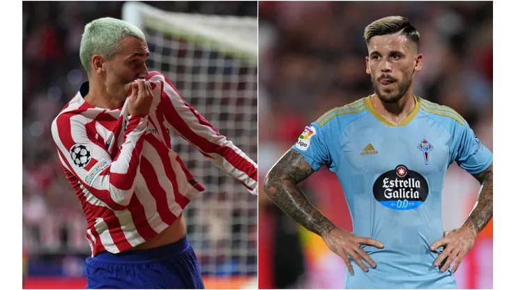 Antoine Griezmann of Atletico Madrid (left) and Carles Perez of Celta de Vigo.