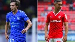 Sebastian Cordova of Tigres UANL and Leonardo Fernandez of Toluca