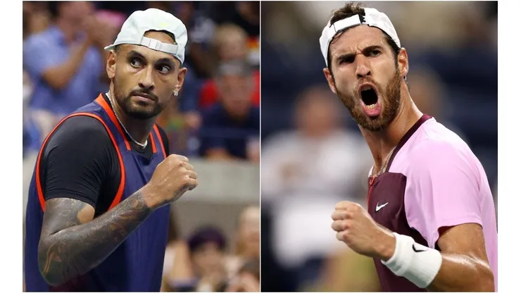 Nick Kyrgios of Australia and Karen Khachanov of Russia