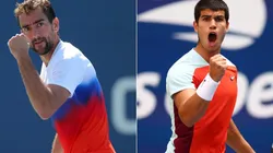 Marin Cilic of Croatia and Carlos Alcaraz of Spain