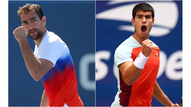Marin Cilic of Croatia and Carlos Alcaraz of Spain
