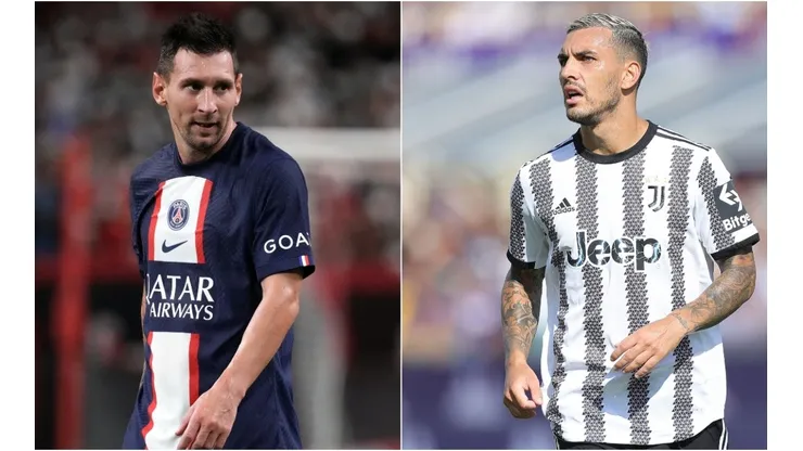 Lionel Messi of Paris Sait-Germain (L) and Leandro Daniel Paredes of Juventus (R)