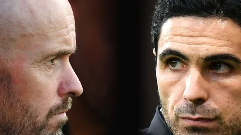 Erik ten Hag, coach of Manchester United (L) and Mikel Arteta (R), coach of Arsenal