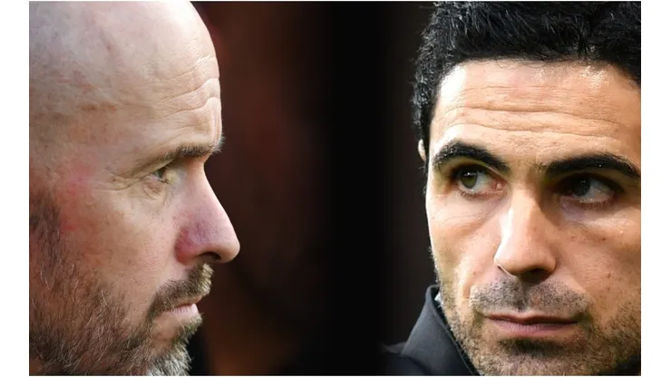 Erik ten Hag, coach of Manchester United (L) and Mikel Arteta (R), coach of Arsenal