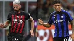 Olivier Giroud of AC Milan (left) and Joaquin Correa of Inter.