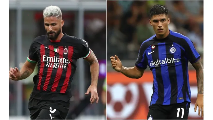 Olivier Giroud of AC Milan (left) and Joaquin Correa of Inter.