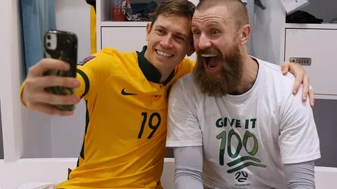 Australia National Team celebrating their qualification to Qatar 2022