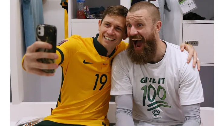 Australia National Team celebrating their qualification to Qatar 2022