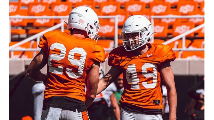 Oklahoma State Cowboys training before the beginning of the 2022 Big 12 NCAA season.