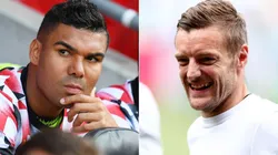 Casemiro of Manchester United and Jamie Vardy of Leicester