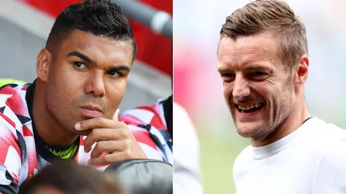 Casemiro of Manchester United and Jamie Vardy of Leicester