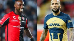 Julian Quiñones of Atlas and Dani Alves of Pumas UNAM