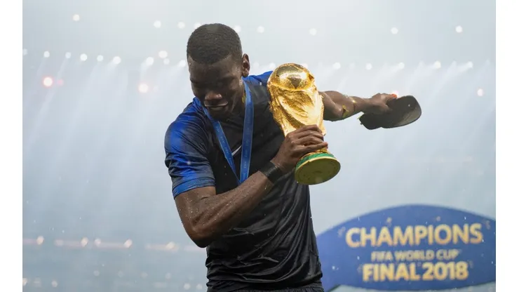 Paul Pogba (France) celebrates after winning the 2018 FIFA World Cup at Russia.